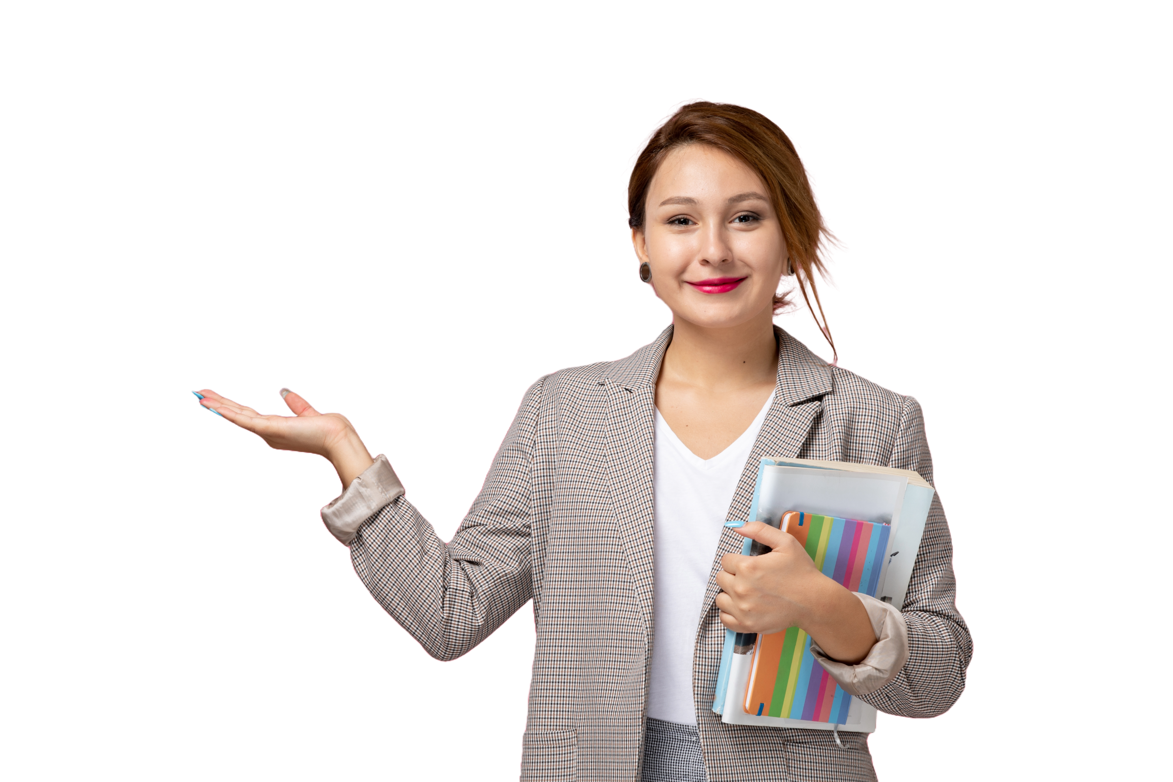 Professional woman presenting education services