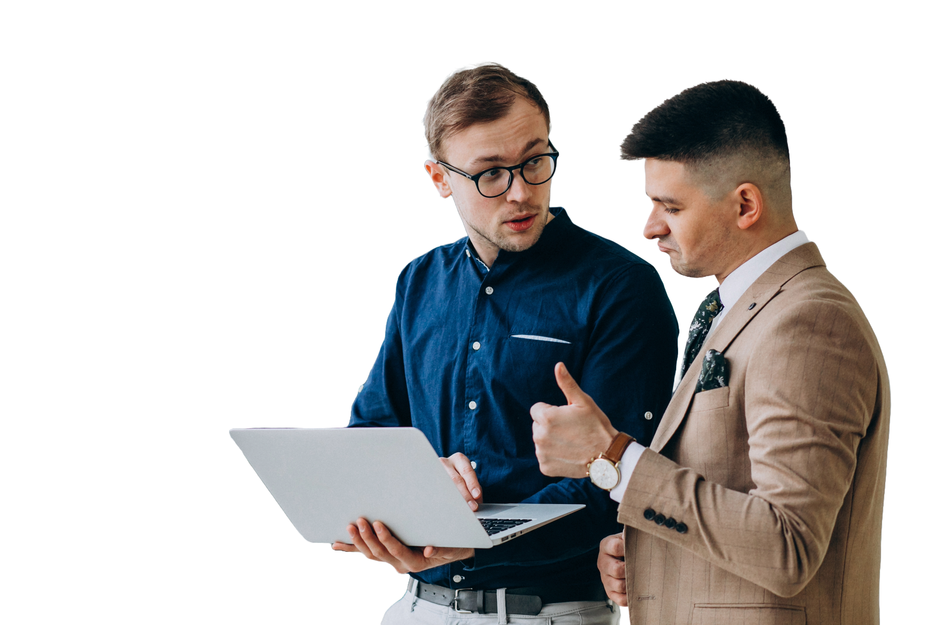 Two professionals in business meeting discussing partnership